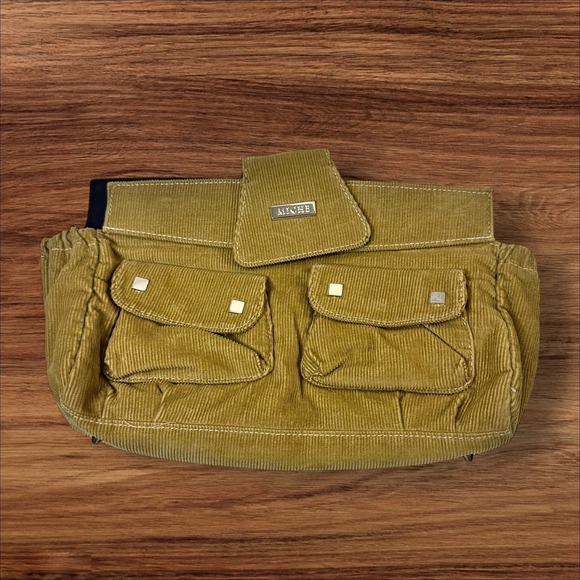 Miche Corduroy Shoulder Bag Satchel Top Handle Olive Green Flap Pockets - Picture 1 of 6